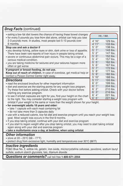 alli Weight Loss Diet Pills, Orlistat 60 mg Capsules, Non Prescription Weight Loss Aid, 120 Count Refill Pack