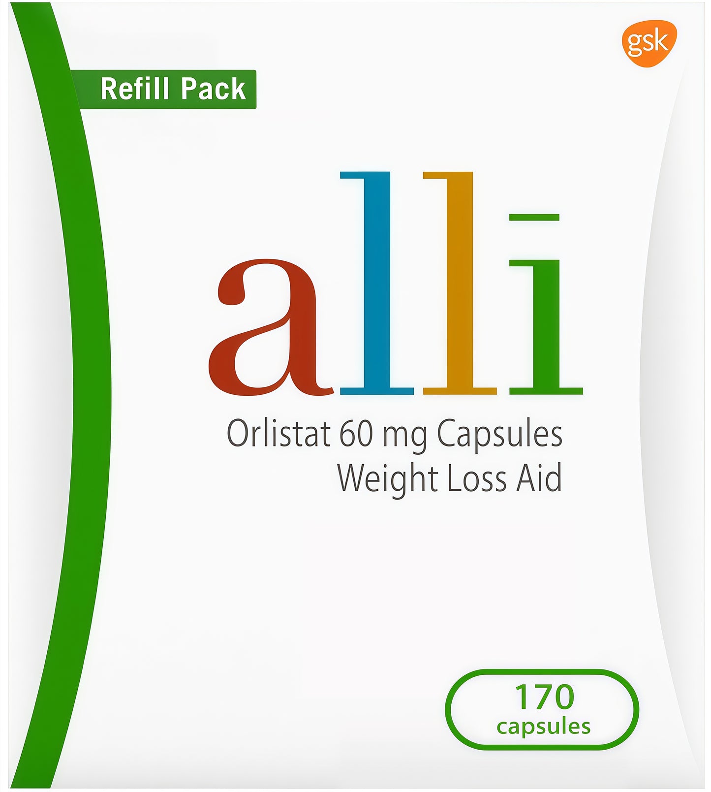 alli Weight Loss Diet Pills, Orlistat 60 mg Capsules, Non Prescription Weight Loss Aid, 120 Count Refill Pack