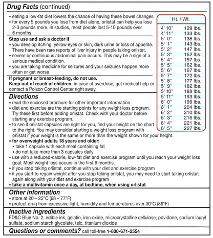 alli Weight Loss Diet Pills, Orlistat 60 mg Capsules, Non Prescription Weight Loss Aid, 120 Count Refill Pack